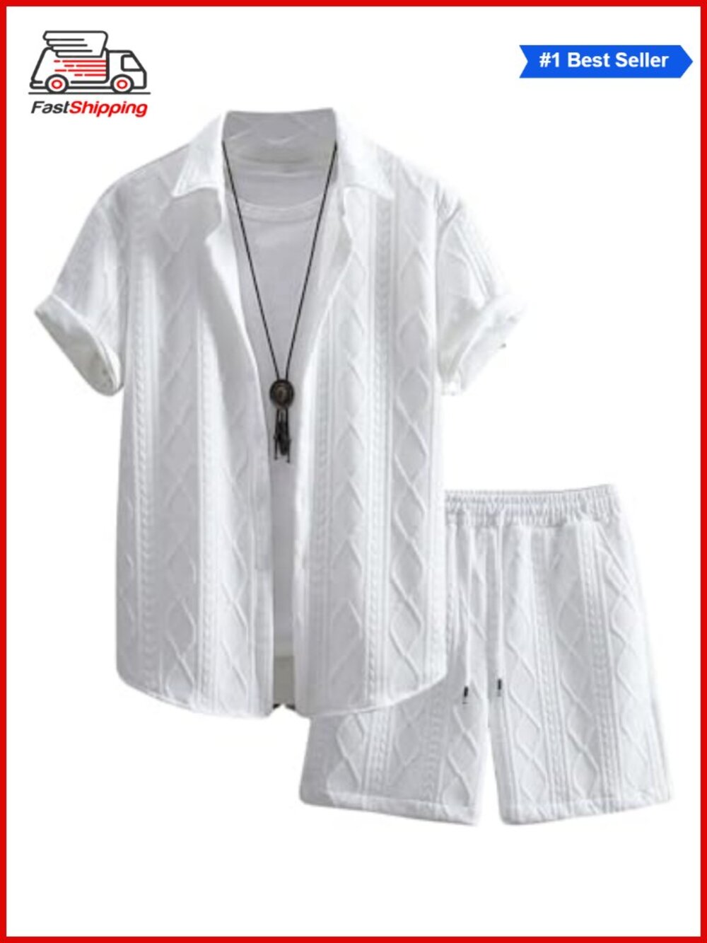 ✨Men's 2 Piece Linen Shorts Set Button Down Shirt Drawstring Waist Vacation